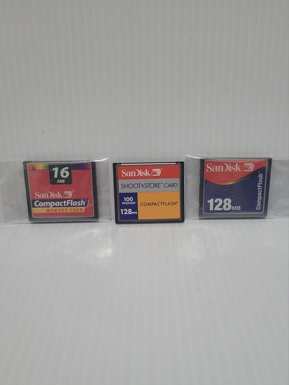 SanDisk 16MB and 128MB Compact Flash Memory Cards - Pack of 3.