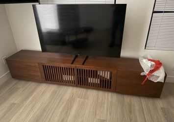 Beautiful Solid Walnut Entertainment Console - 8ft / 200lb+