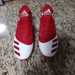 Adidas Icon V Bounce metal cleats, red and white mens size 13 new with tags