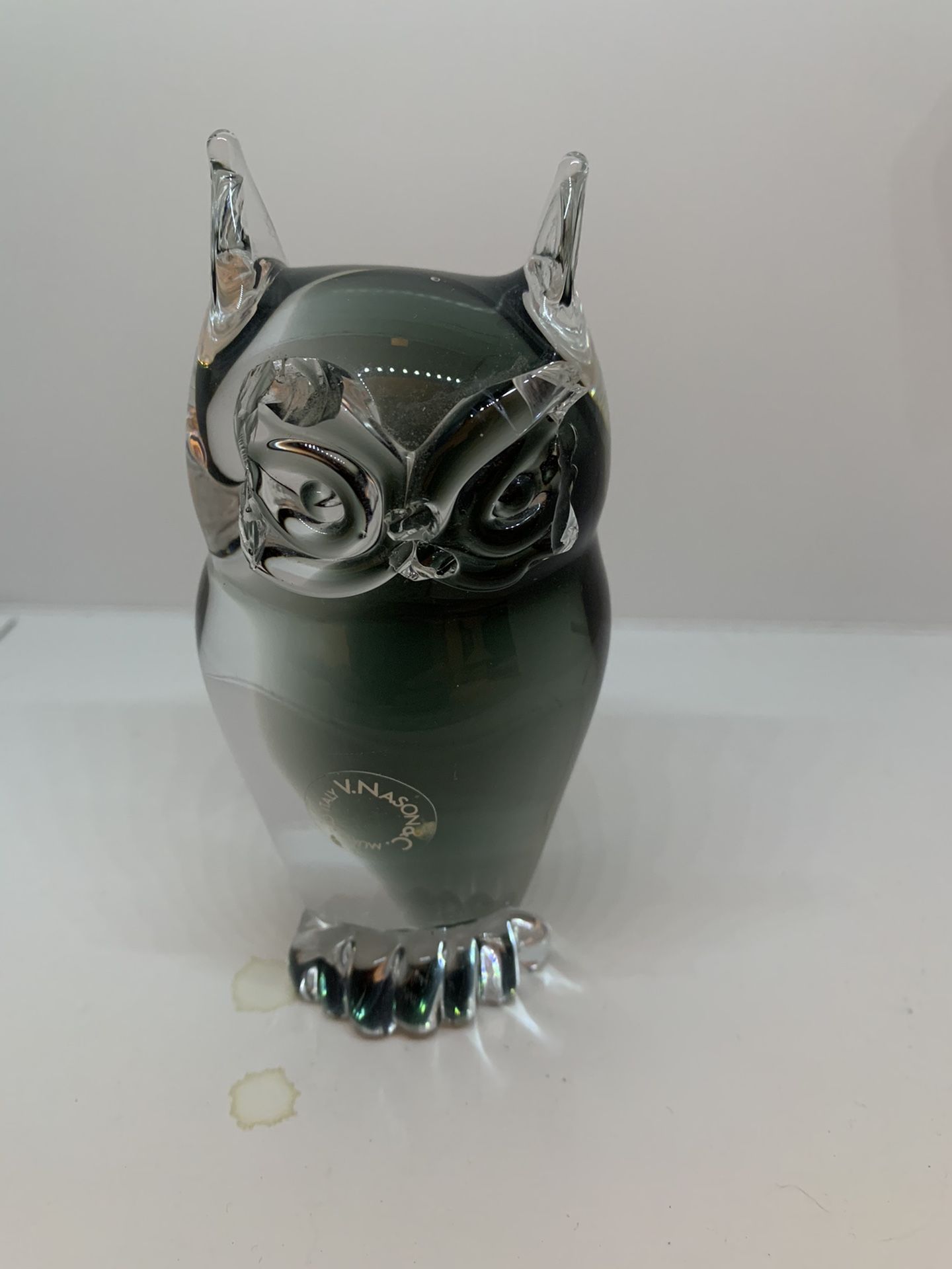 Solid glass owl paperweight