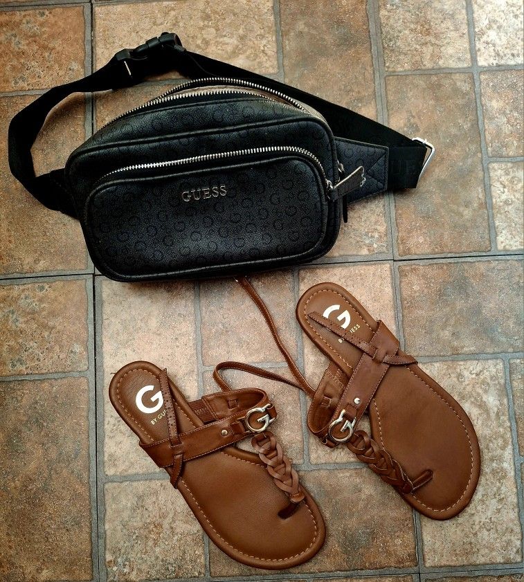 GUESS FANNY BAG/SANDALS SIZE 8