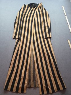 women's black & tan striped Topshop Stripe Duster Jacket by Privy size M