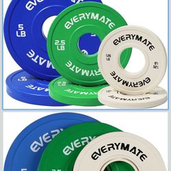 EVERYMATE Change Weight Plates 1.25LB 2.5LB 5LB Set Fractional Plate Olympic Bumper Plates for Cross Training Bumper Weight Plates Steel Insert Stren