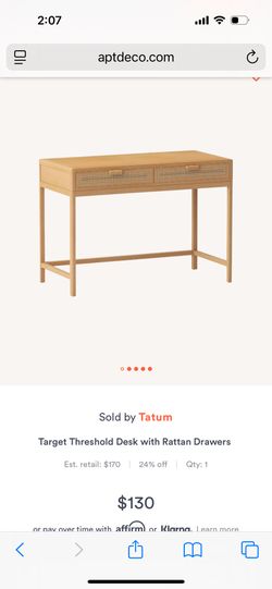 Threshold Desk With rattan Drawers