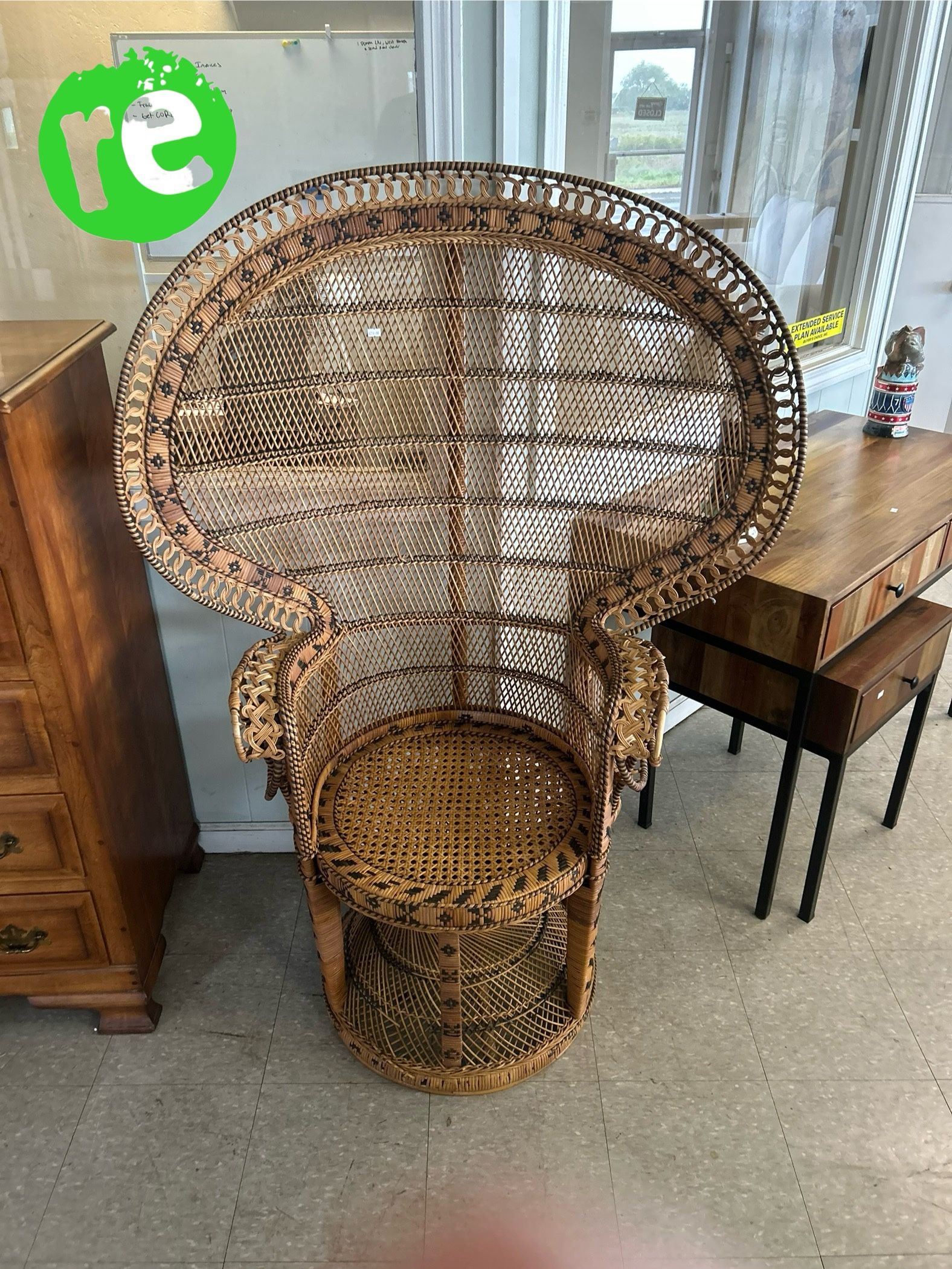 Vintage Tongue-in-chic Handcrafted Wicker Peacock Chair