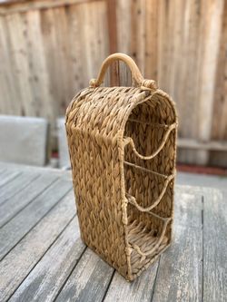 Wicker Wine Bottle Holder – 3 Bottle Rack
