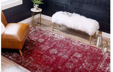 Unique Loom Sofia Collection Area Rug - Casino (5' 3" x 8' Rectangle, Burgundy/ Gray)