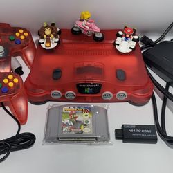 Red Nintendo 64 With Mario Kart 64 