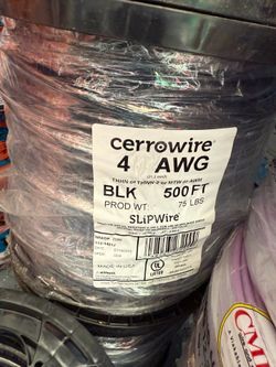 #4 wire 500ft THHN Stranded copper cable new roll