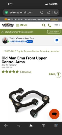 Old man emu upper control arms for Tacoma