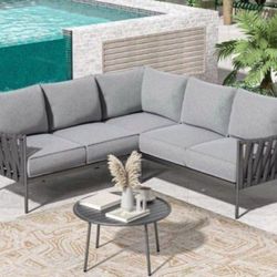 L-shaped Patio Sofa Set Deep Seating Cushions Patio Couch 🆕🚛🚎