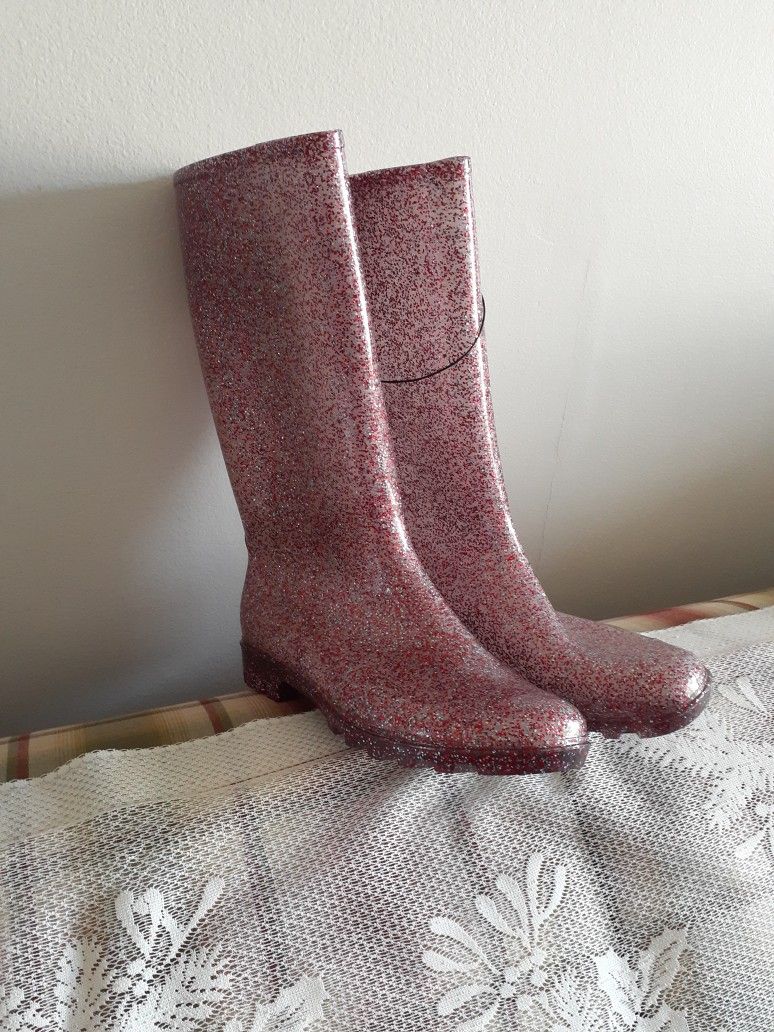 Boots, PINK GILLITER, WITH THE OUSIDE. OBO
