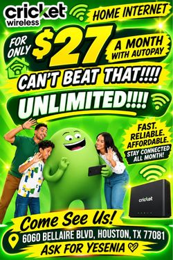 Home internet 🛜 $27 a month!!!!