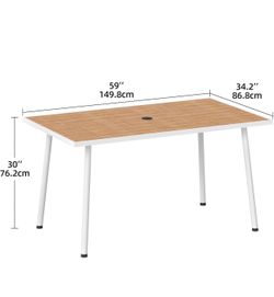 NEW: YITAHOME 59" Outdoor Patio Table (White/Natural)