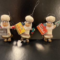Lot of 3 Vintage Hershey Baker Christmas Ornaments Krackel Mr. Goodbar