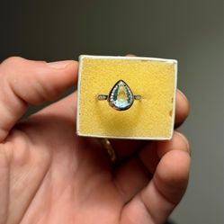 Wow 🤩 !! Blue And White Topaz Ring Set In 925 Sterling Silver ! 