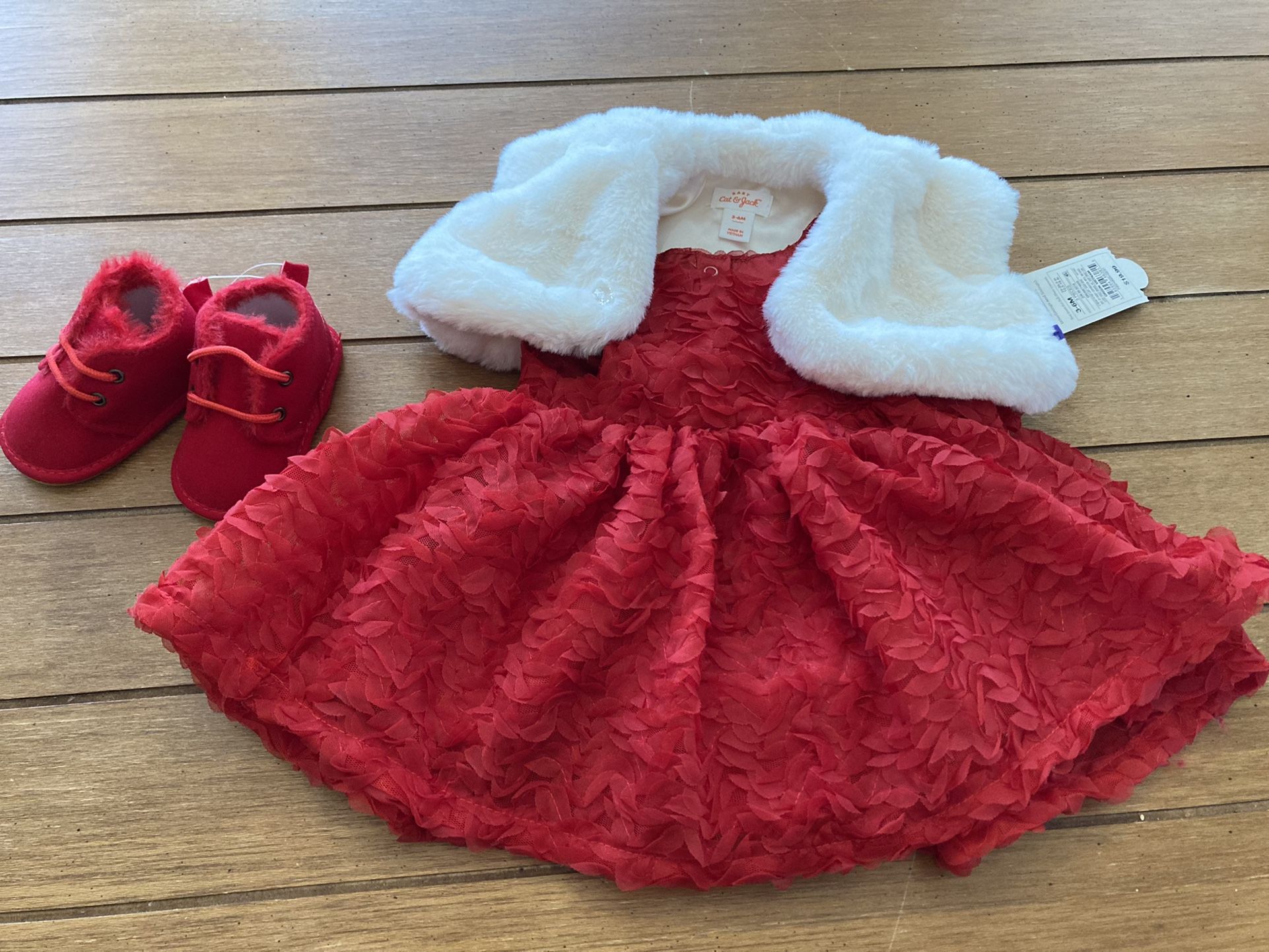 Nwt Baby Cat N Jack Red Dress And Cardigan 