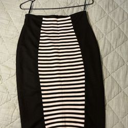 Jane Norman Black Skirt with front and back stripes -size S