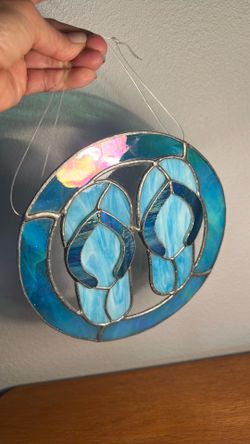 Vintage by the shore hand made stained glass / Sun catcher
