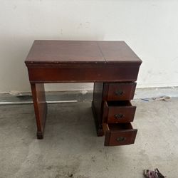 Vintage Wooden Desk with Drawers & Extendable Sides
