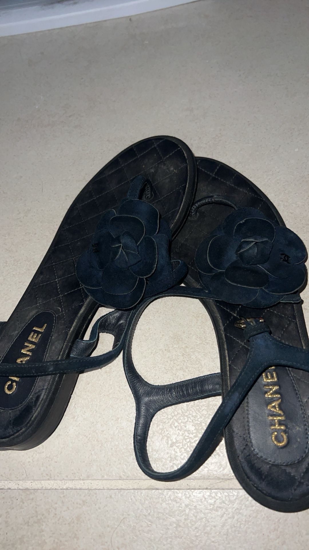 Chanel Sandal Navy Blue Size 37  