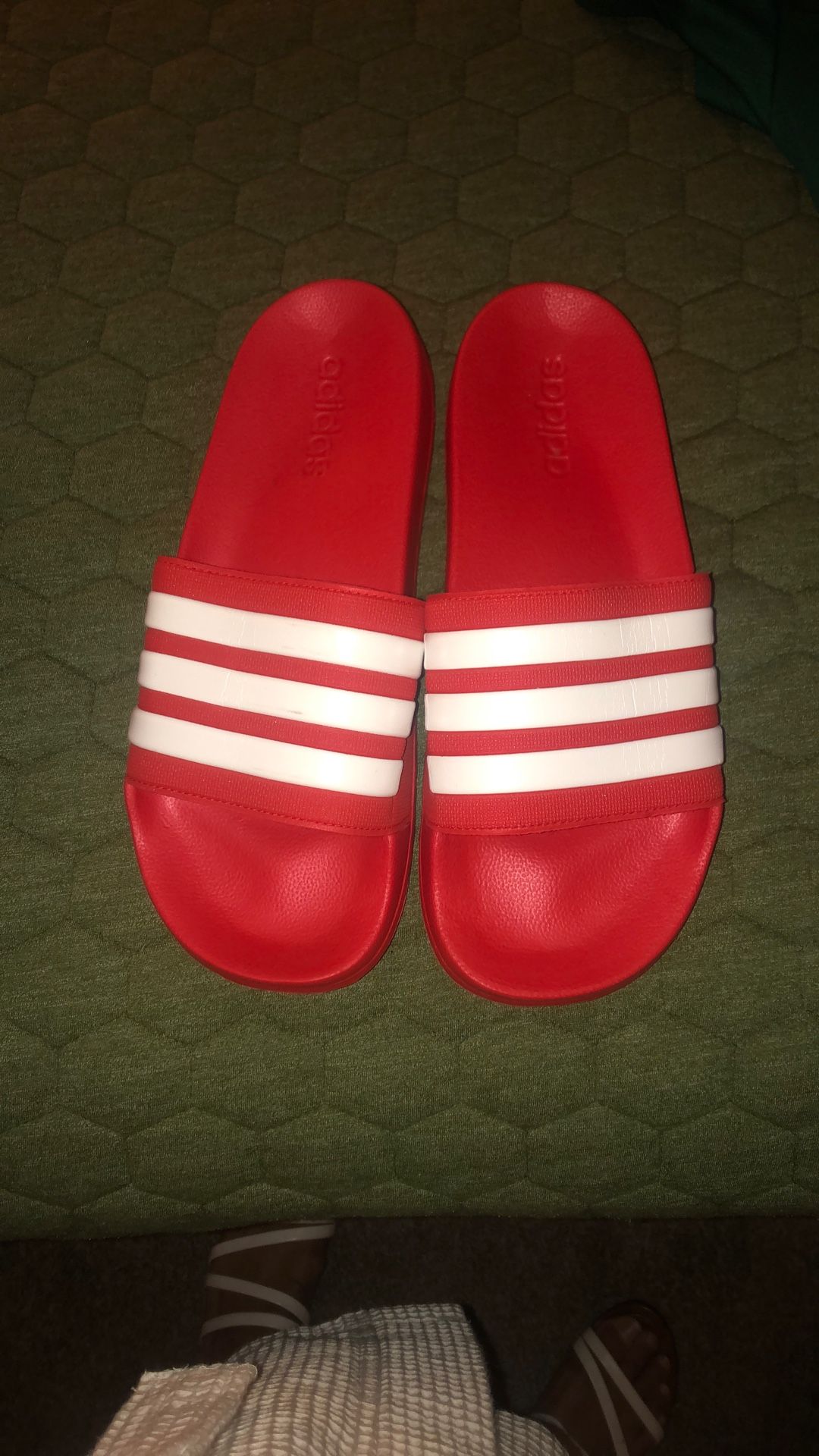 Adidas Red size 10/ Lauxsporting goods/ shower slides