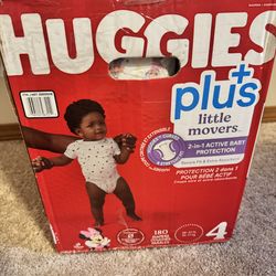 Huggies plus little movers toddler baby 180 ct diapers Sz 4