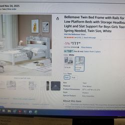 Twin size bed in box “White”