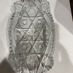 Antique Signed nucut Pressed Glass Celery Oval 