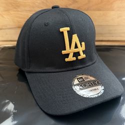 New Era LA Dodgers 9FORTY Black & Gold Hat (Adjustable)