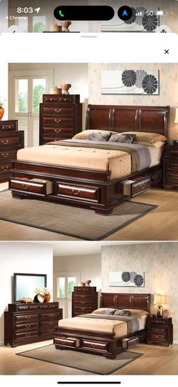 Antique 5 piece bed set with brand new mattress
