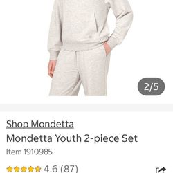 Mondetta Girls 2 Piece Sweat Shirt And Pants