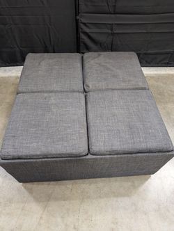 Versatile Grey Upholstered Storage Ottoman with Trays