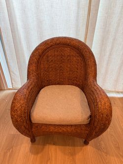 Woven Rattan Accent Chair with Cushion