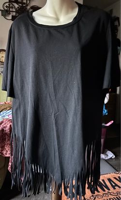 Boture Curve Fringe Trim Short Sleeve Womans Top – 1XL
