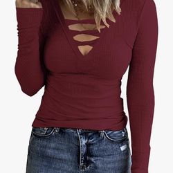 Lg Red Maroon Top Woman 