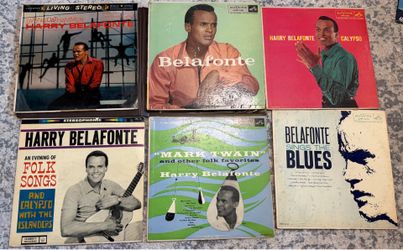 Harry Belafonte records (6) in leather binder