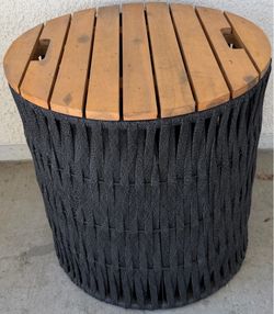 Basket w/ Wood Top Storage