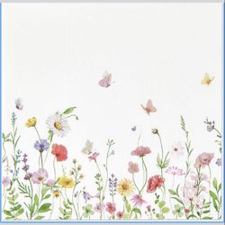 Crisky 100 Pcs Wildflower Floral Cocktail Disposable Paper Napkins for Wedding/Engagement/Bridal Shower/Baby Shower/Anniversary Party Decoration, 3-Pl