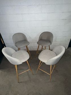 Set of 4 Upholstered Bar Stools with Legs