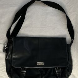 Coach black leather messenger bag - $80