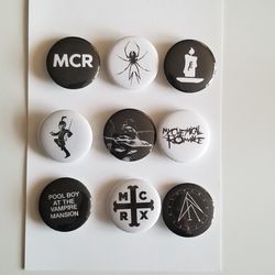 MCR My Chemical Romance Set of 9 Handcrafted Pins 