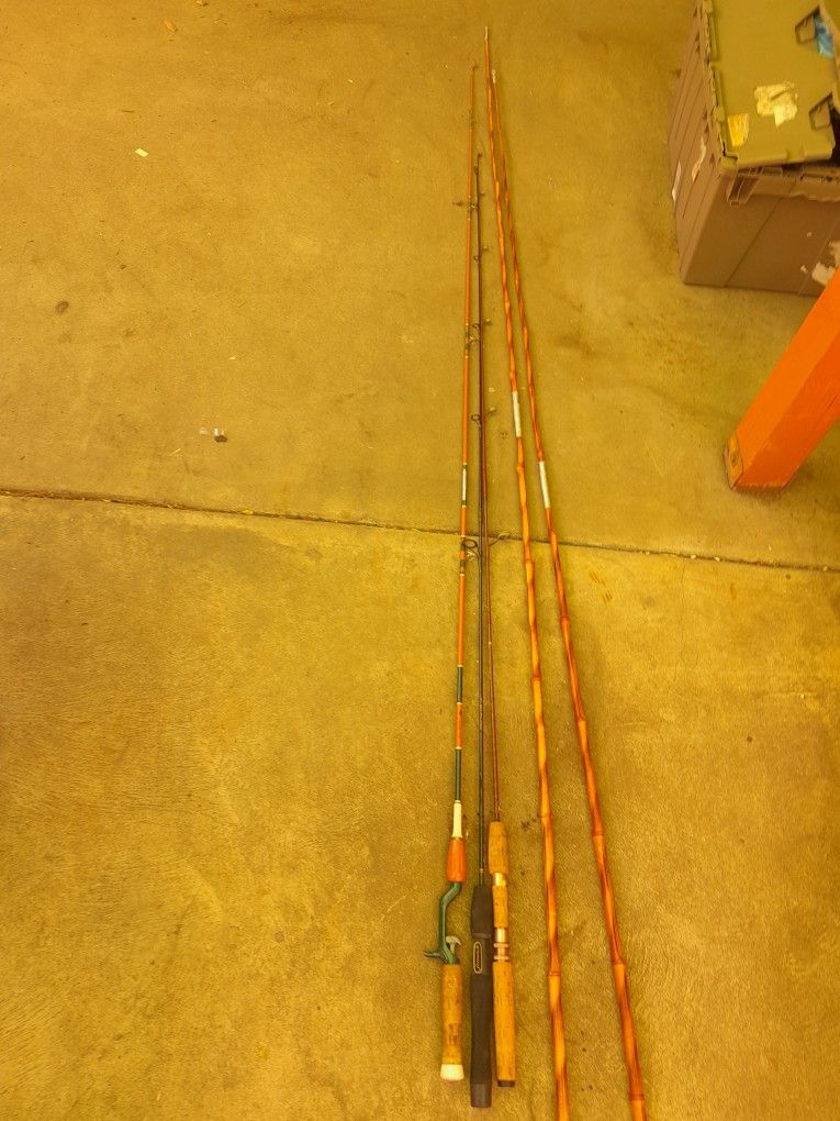 5 Vintage Fishing Pole Bundle Fenwick Browning Pflueger Bamboo Fishing