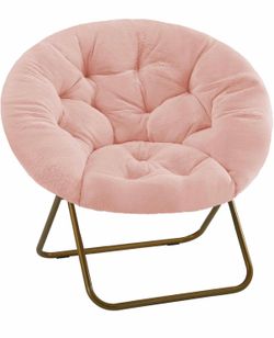New Comfy Saucer Chair, Pink or Gray Faux Fur XL Circle Lounge Chair(have 1 chair)