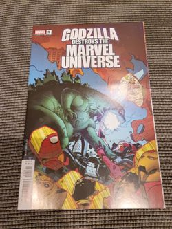 GODZILLA DESTROYS THE MARVEL UNIVERSE #5 PERE PEREZ VARIANT MARVEL!!!