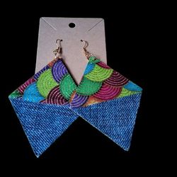 Colorful jean diamonds earrings 