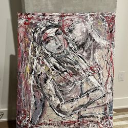 28”x34” ‘The Embrace’ large original painting on box canvas