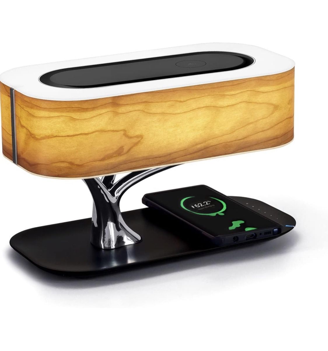 AMPULLA Masdio by Ampulla Bedside Lamp with Bluetooth Speaker and Wireless Charger Table Lamp Desk Lamp with Sleep Mode Stepless Dimming