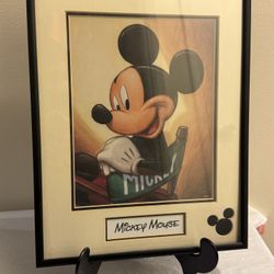 Framed Mickey Mouse Vintage Print Mickey Sitting in Director's Chair 15" x 12"