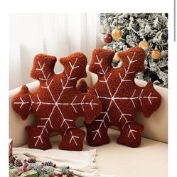 Ginger Bread Snowflake Throw Pillows